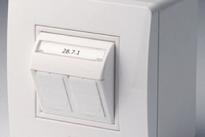 Коробка в сборе с 2 розетками RJ45, кат.5е (телефон / компьютер), белая